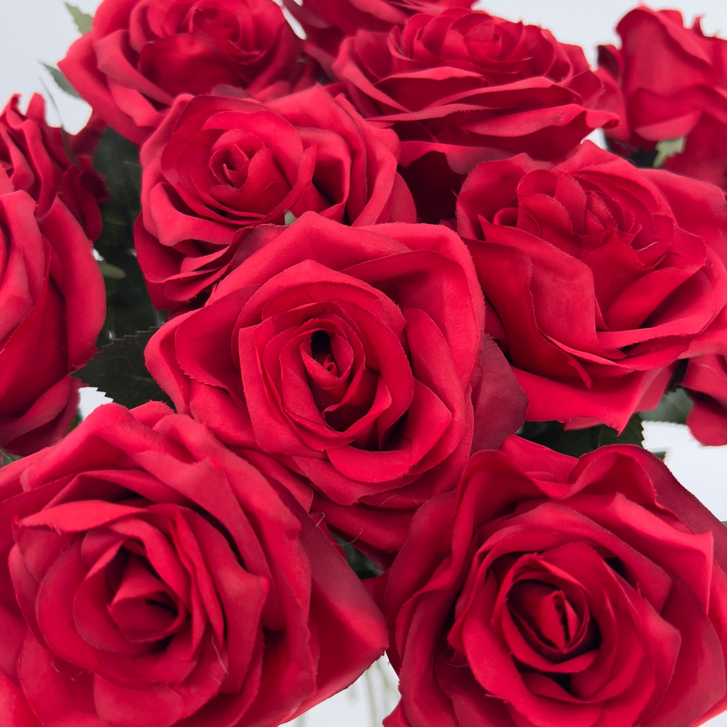 Kunstbloem Roos/Rose in rood, perzik en donker roze, 62cm