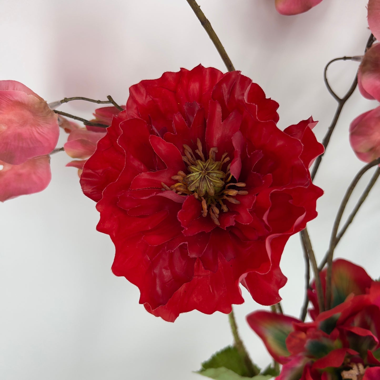 Silk-ka real touch kunst klaproos/poppy/papaver in het rood, 74cm