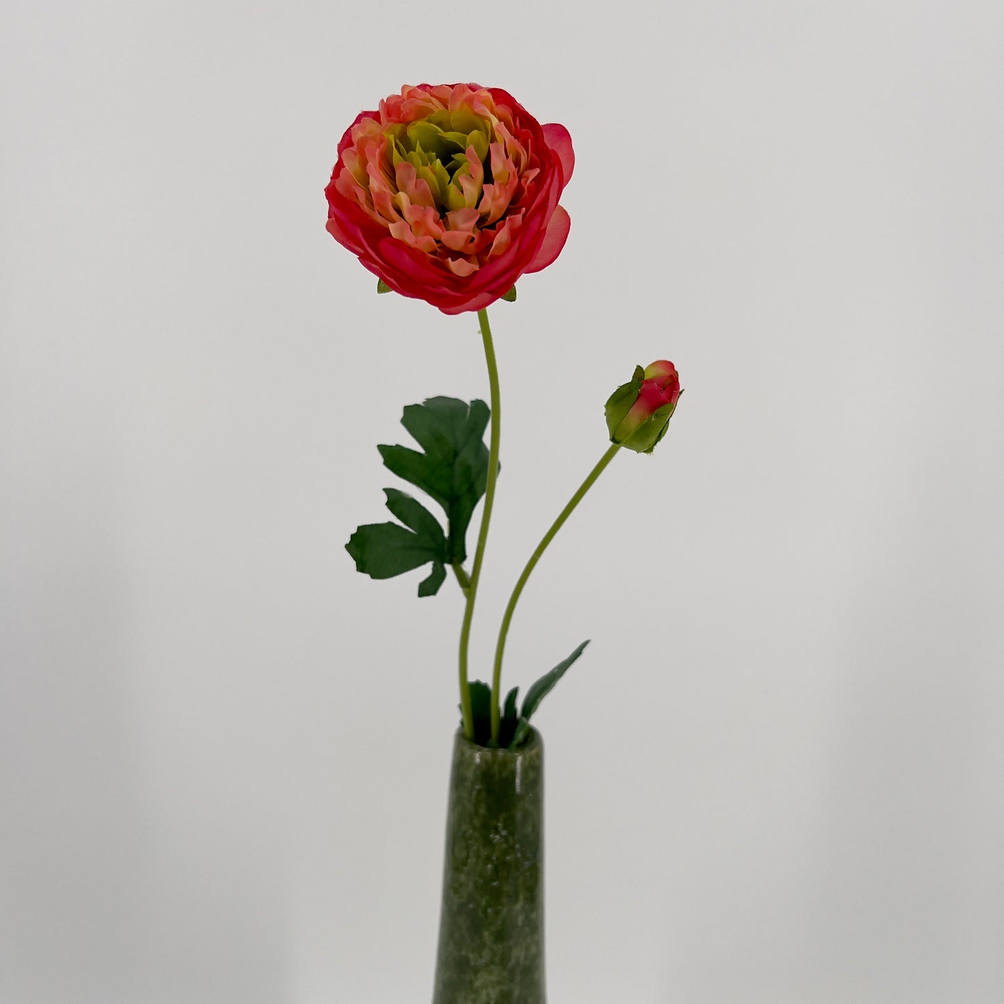 Kunst ranonkel spray Flaine in rood en oranje, 55cm