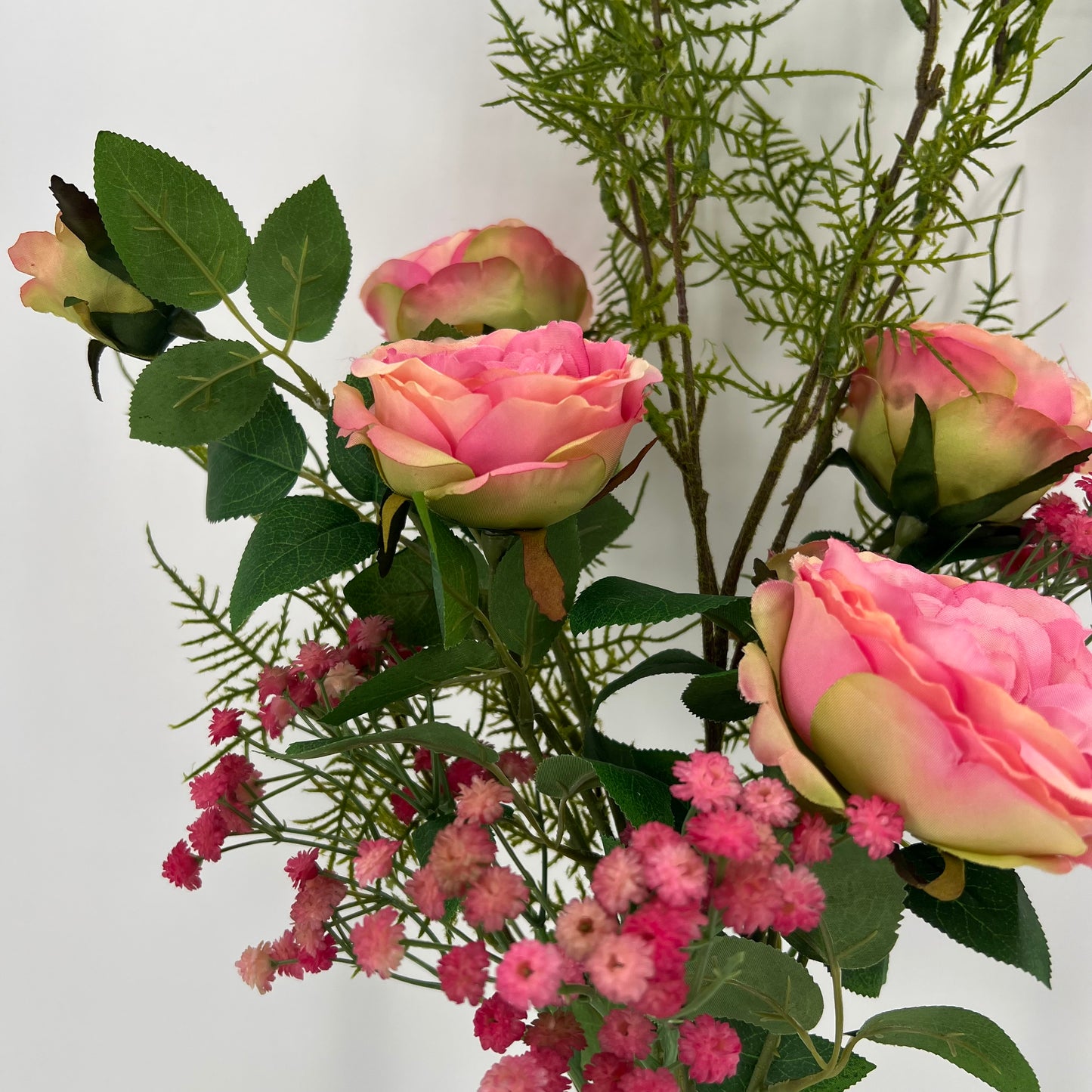 Zijden “Rozencharme” kunst boeket in roze, 55cm