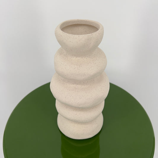 Vaas ro Ceira S beige of gebroken wit, 19,5cm