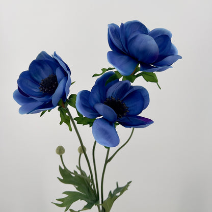Anemoon spray met 3 grote bloemen, 75cm