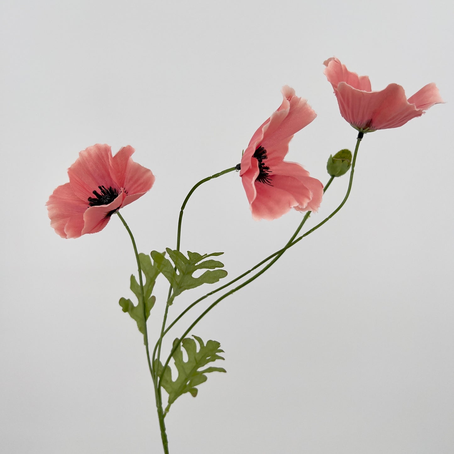 Poppy spray met 3 bloemen in oud roze en pink, 63cm
