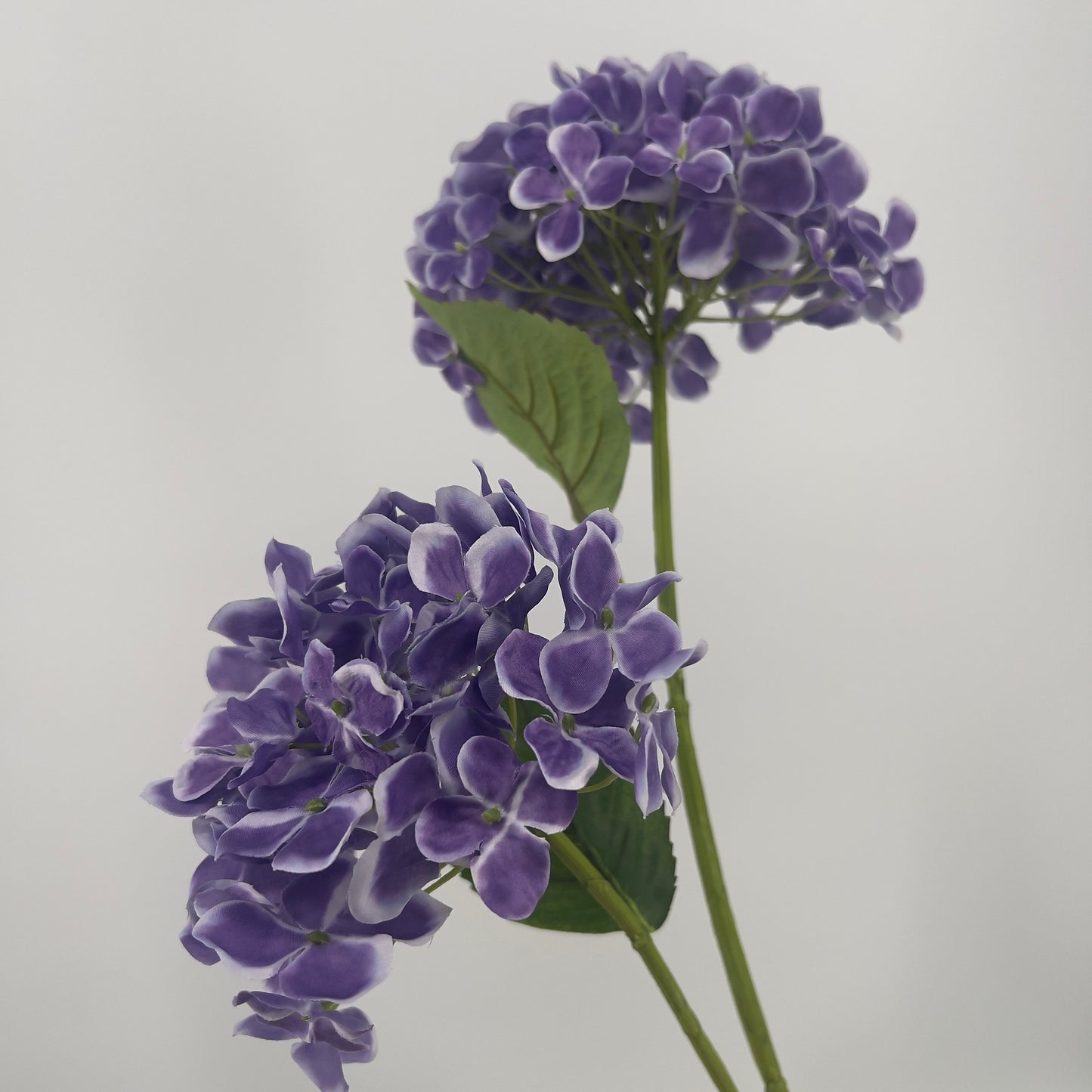 Silk-ka Hortensia kunsttak met 2 grote paarse bloemen, 82cm