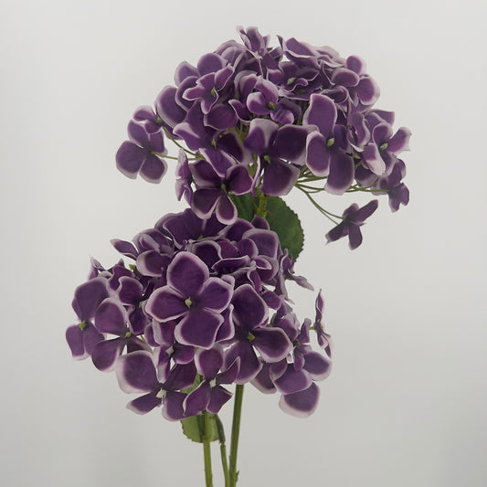 Silk-ka Hortensia kunsttak met 2 grote paarse bloemen, 82cm