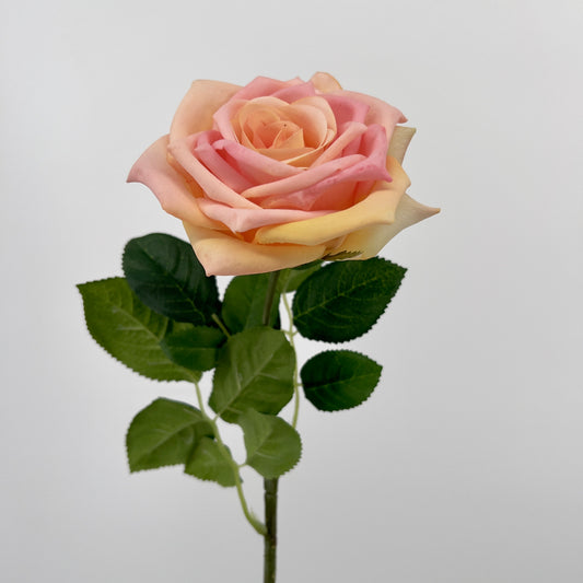 Kunstbloem Roos/Rosa/Rose in licht en donker peach, 71cm