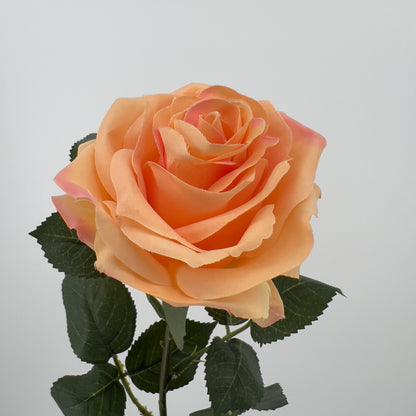 Kunstbloem Roos/Rose in rood, perzik en donker roze, 62cm