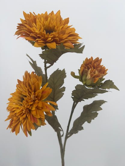 Goud/Gele zonnebloemen spray, 73cm