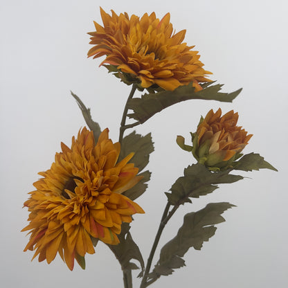 Goud/Gele zonnebloemen spray, 73cm