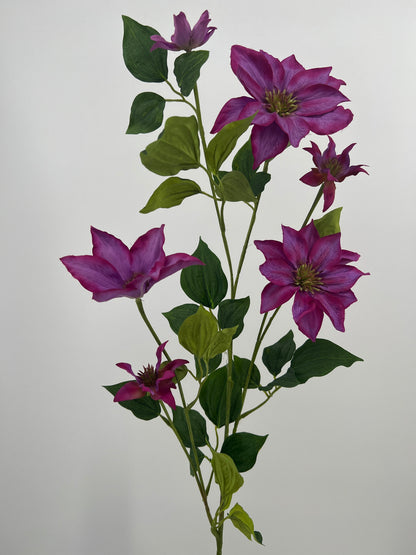 Clematis spray kunsttak in het blauw of paars, 110cm
