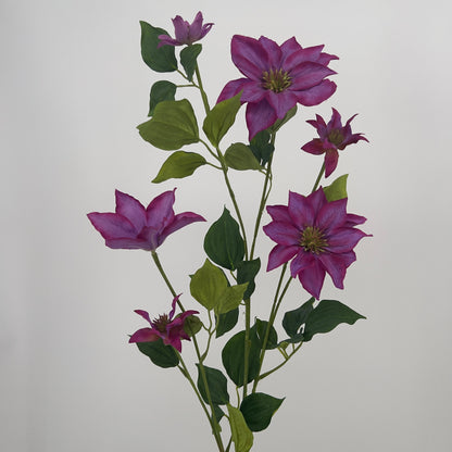 Clematis spray kunsttak in het blauw of paars, 110cm