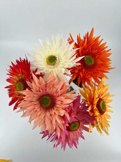 Bos gerbera's 6 stelen van elke kleur één, 5 + 1 gratis, 61cm