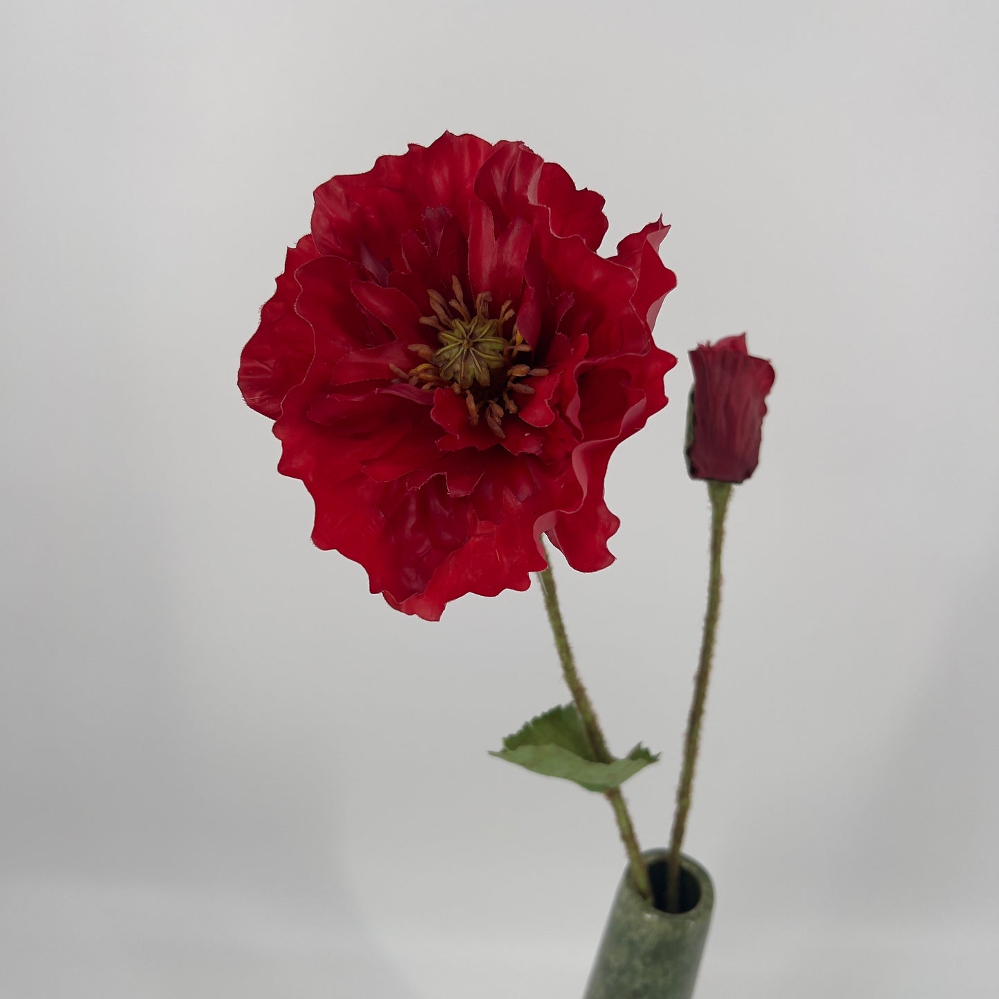 Silk-ka real touch kunst klaproos/poppy/papaver in het rood, 74cm