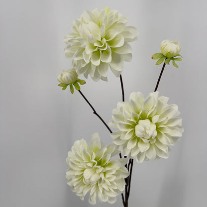 Grote dahlia spray elk 3 grote bloemen en 2 knopjes in 5 kleuren, 89cm