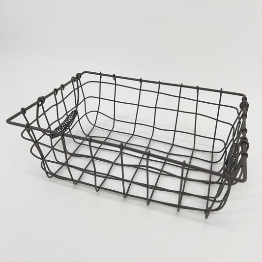 Grijze draadmand met handvatten, 30 x 21cm