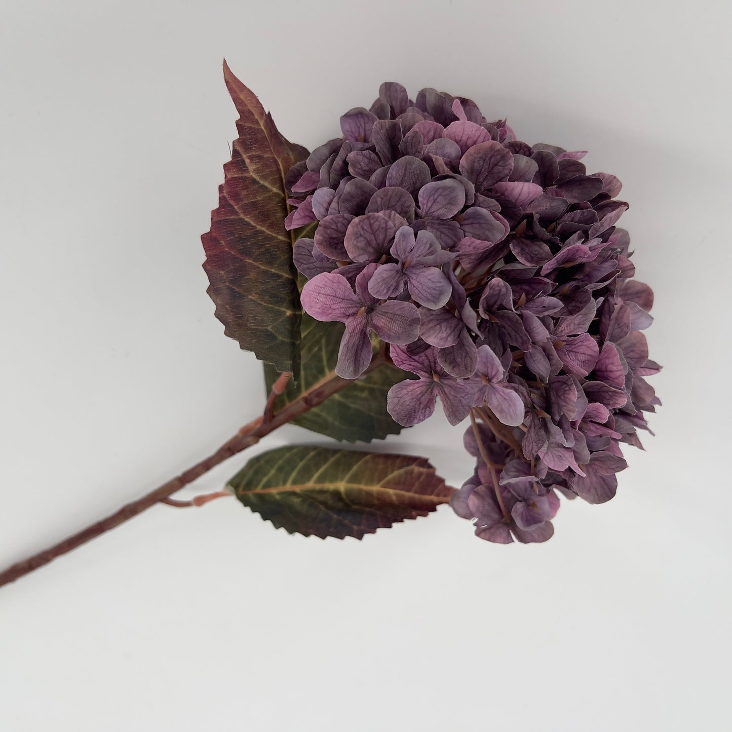 Hortensia kunsttak/zijdebloem L paars of oud roze, 70cm