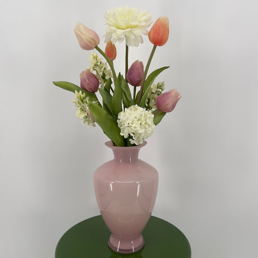 Kunstboeket "Voorjaarsromance" in vaas/vase Rosy, 52cm